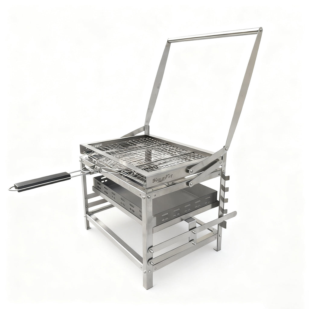 360° Rotating Adjustable Charcoal BBQ Grill, Portable Outdoor Camping Grill